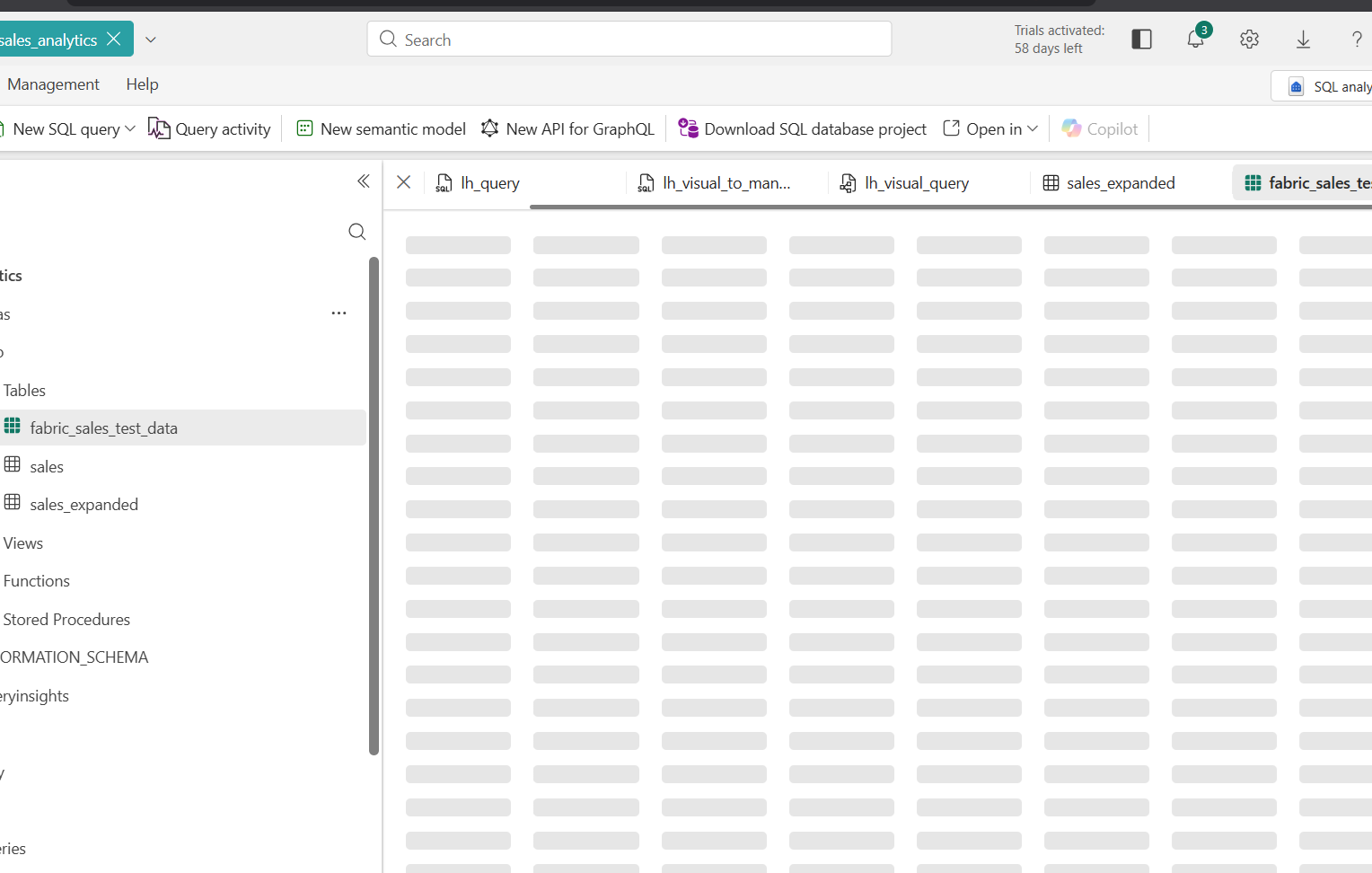 Screenshot of the OneLake interface